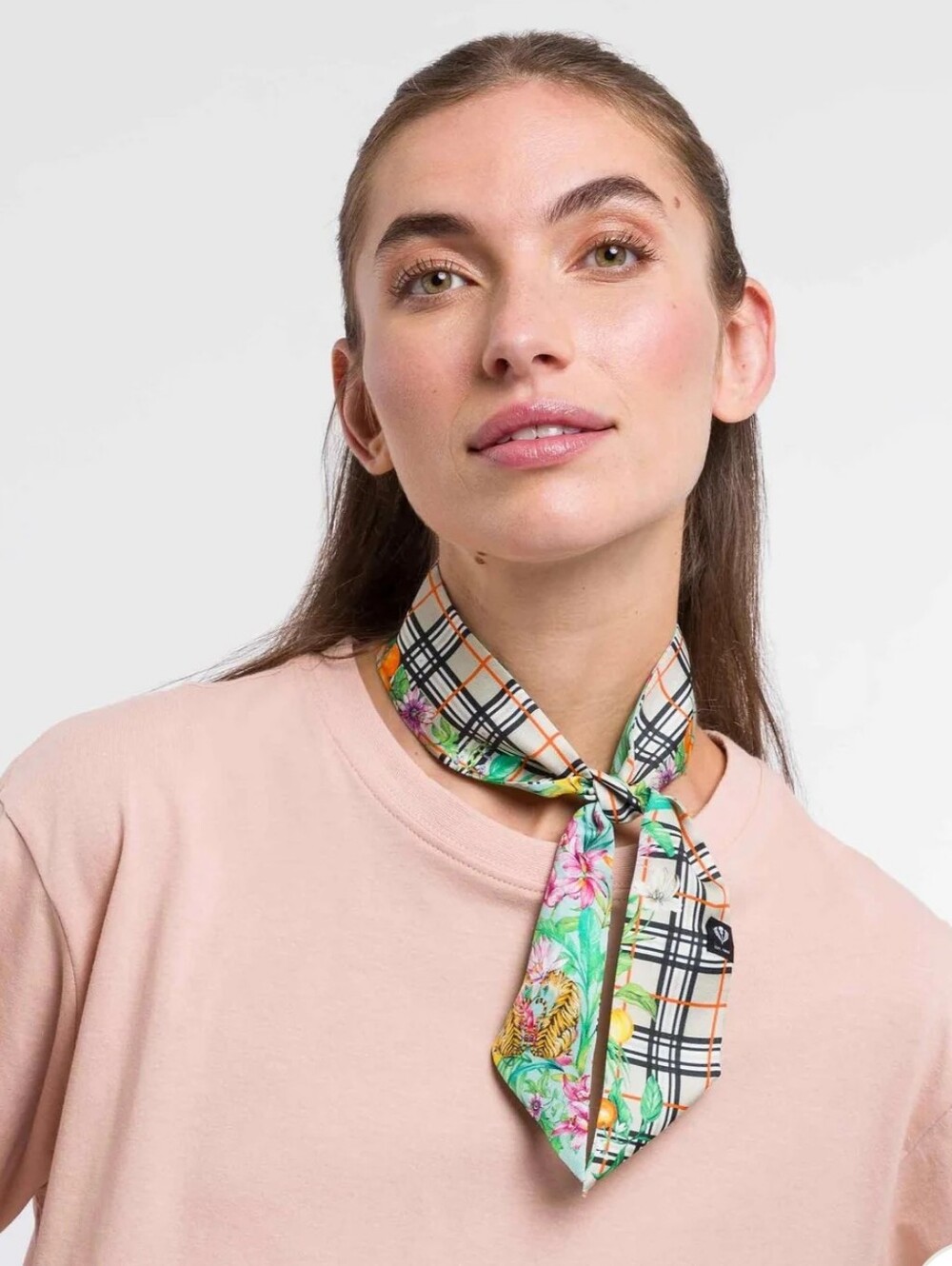 FRAAS BNWT SILK Plaid Tropical Long and Skinny Scarf O/S